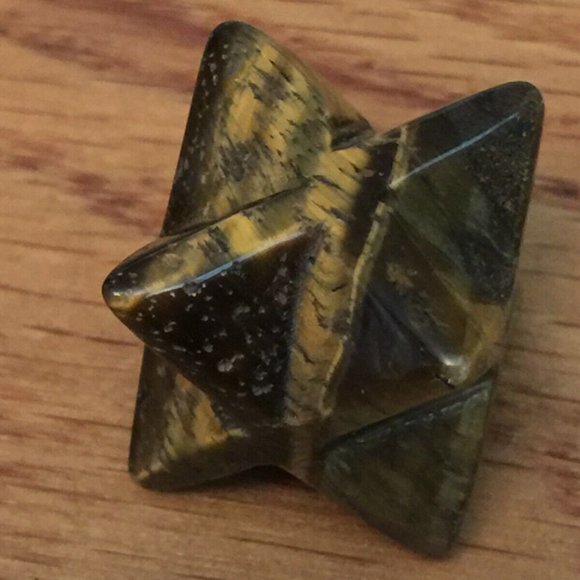 TIGER EYE GEMSTONE 8-POINT MERKABA STAR 3D BROWN MEDITATION SPIRITUAL 5/8"x5/8" - Picture 4 of 7
